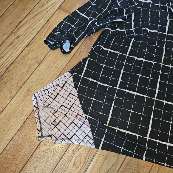 Zac and Rachel 2 X Women's Black Geo Pattern Stretch Blouse Flare Bottom - Picture 2 of 7